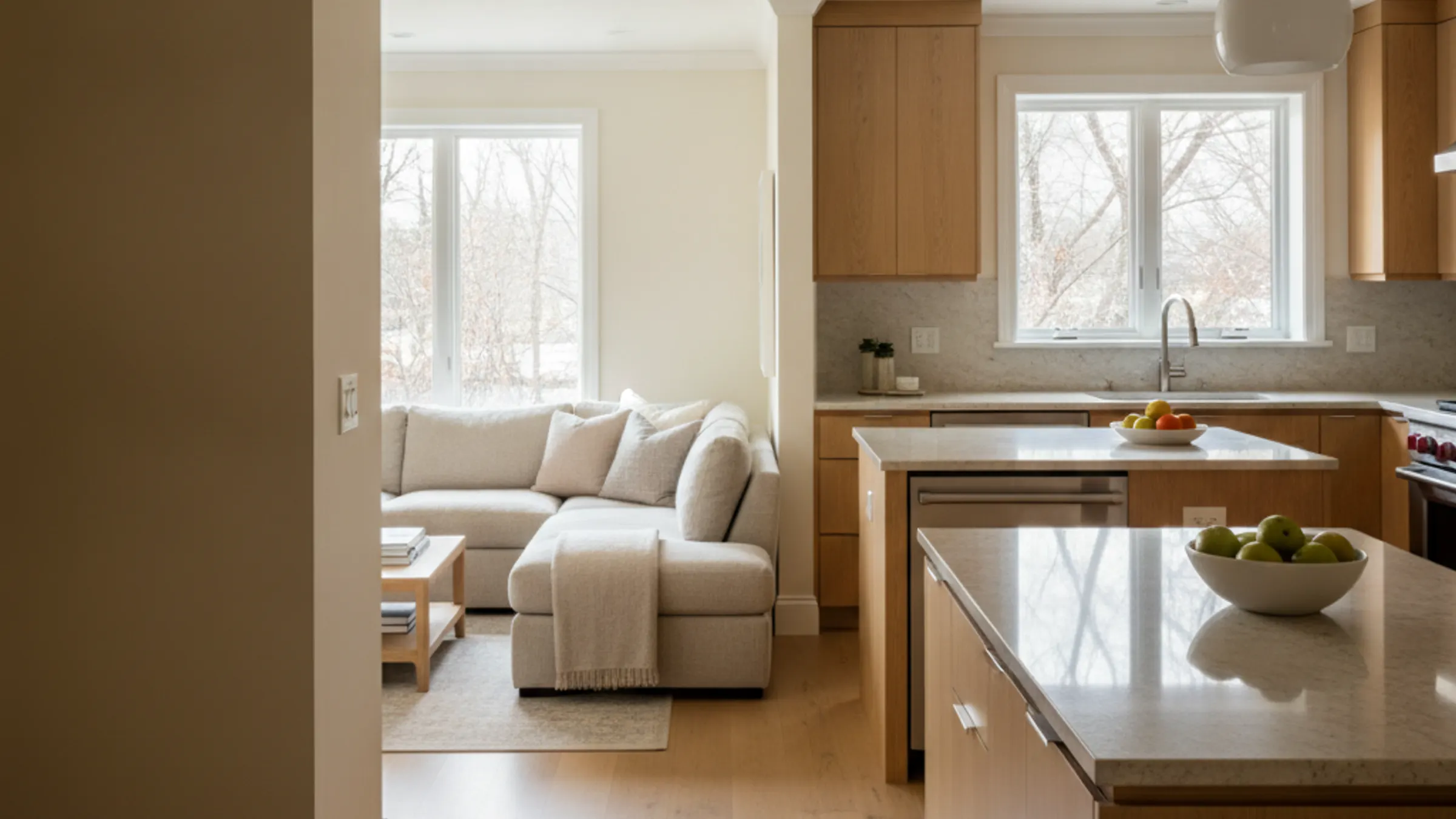 Bright, clean New England home interior