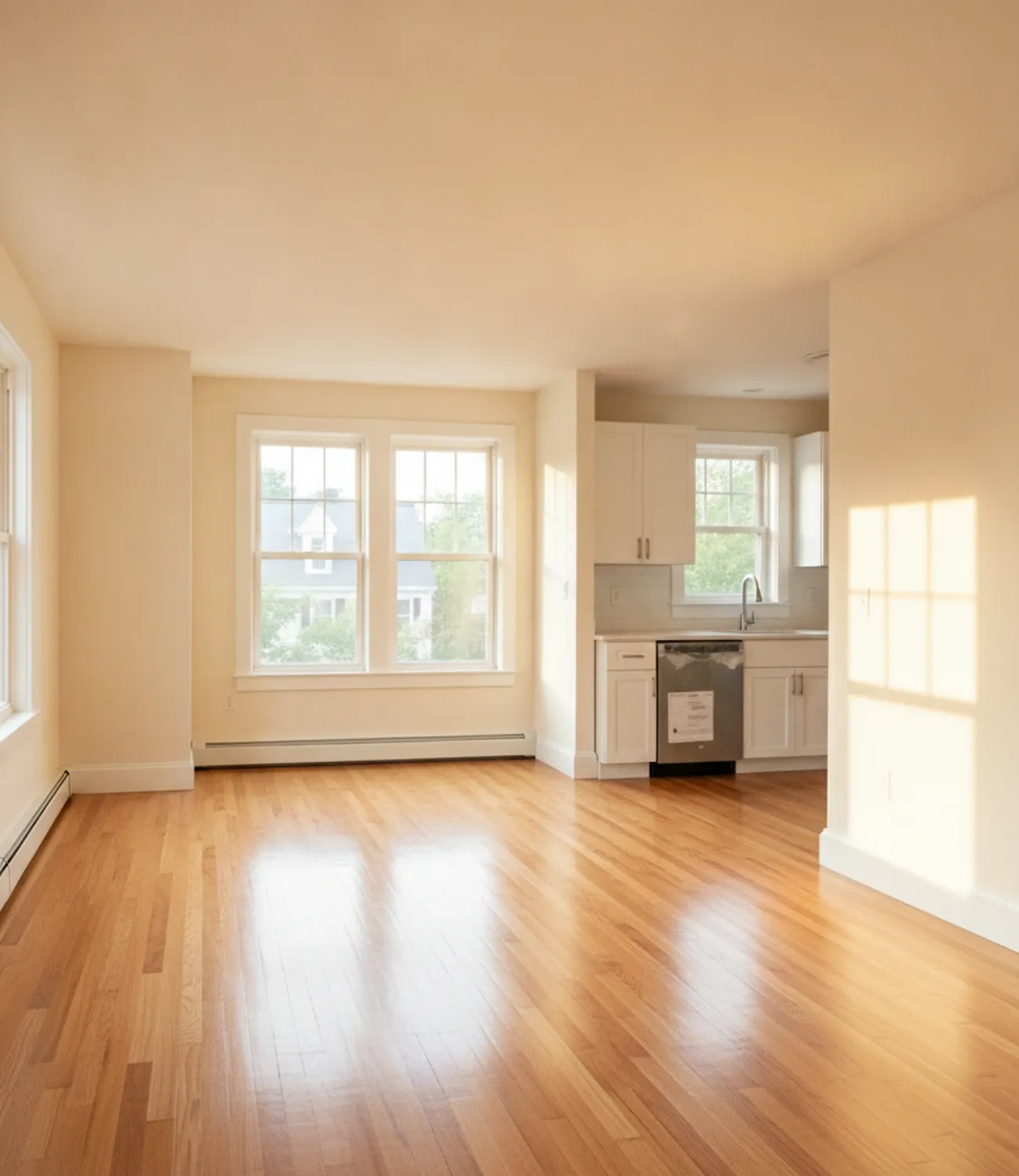 Empty apartment cleaned for move-out